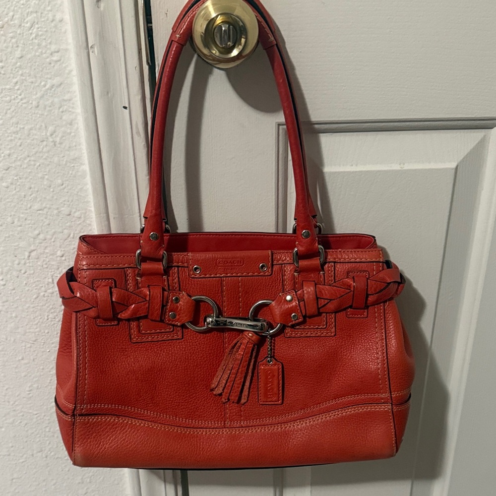 Coach Red Leather Shoulder Bag